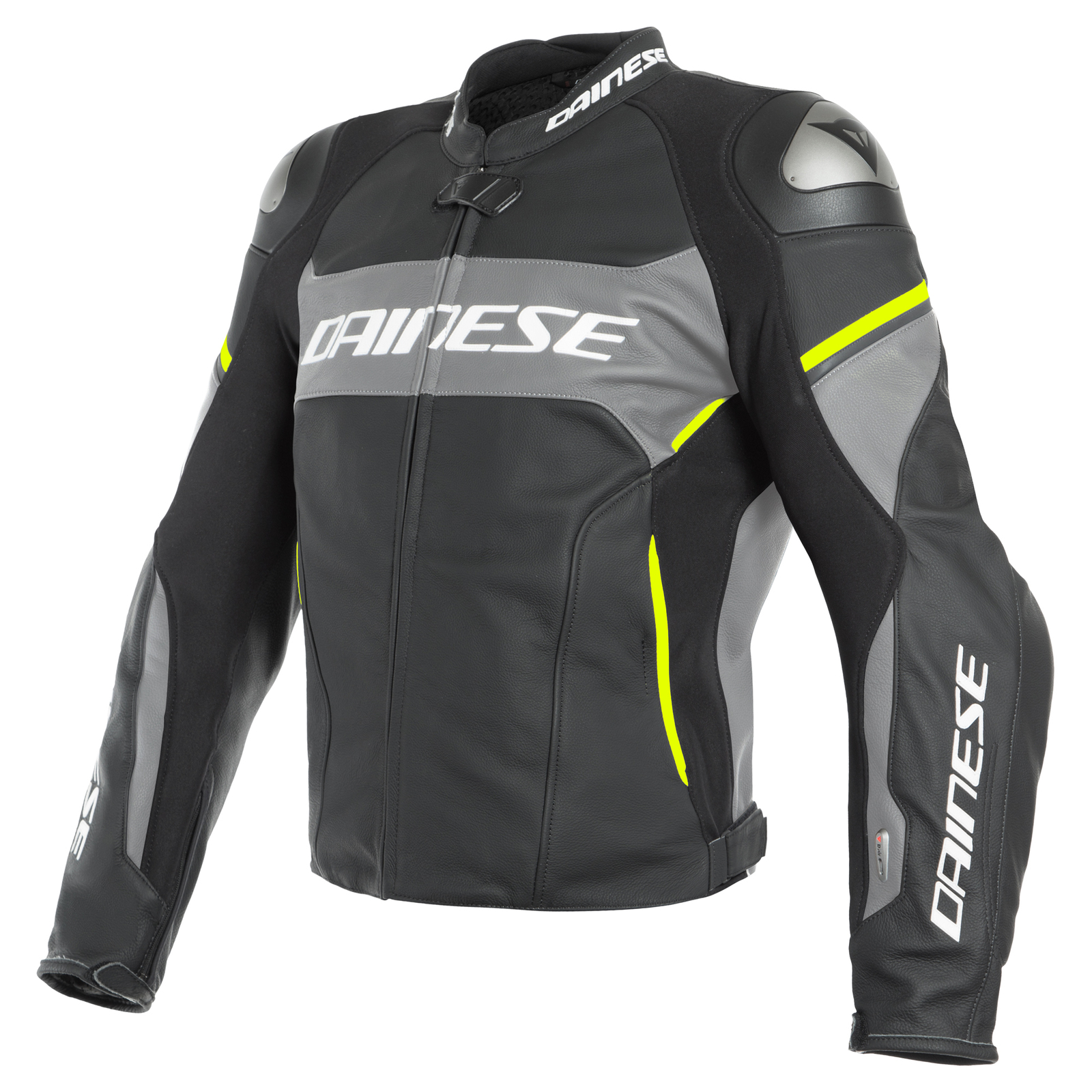 RACING 3 D-AIR PERF. JACKET BLK-MT/CHARCOAL-GRY/FLUO-YEL/52