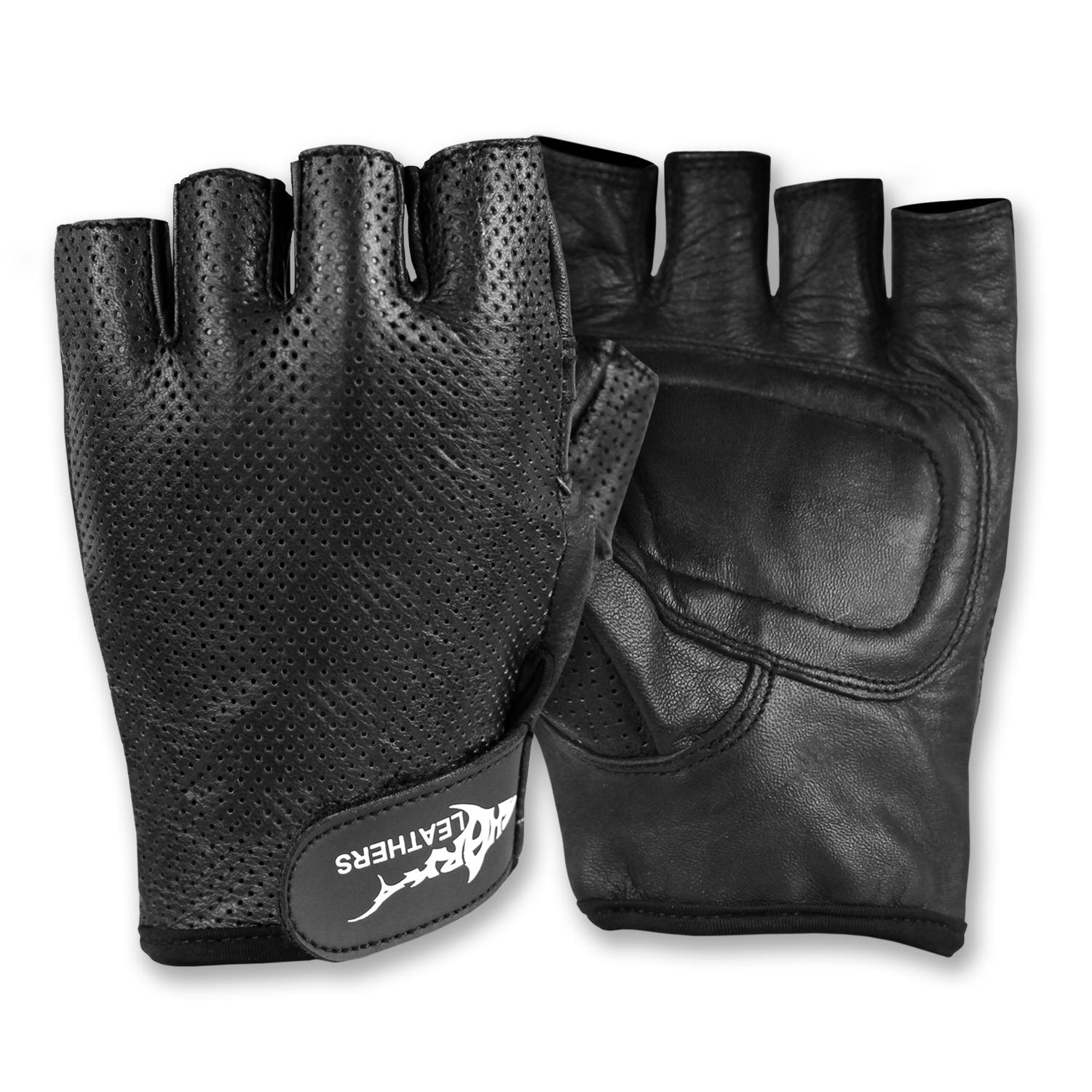 Shark Fingerless Leather Gloves