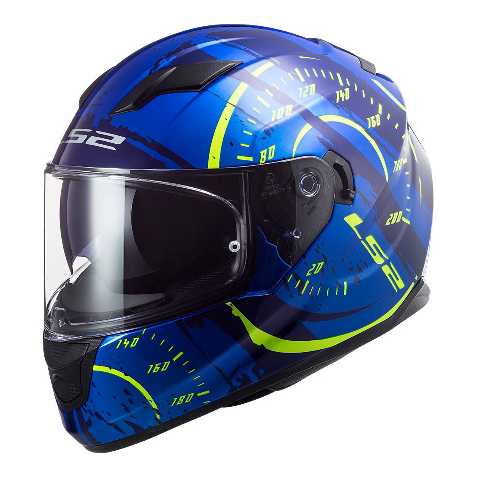 LS2 FF320 Stream Evo Tacho Helmet - Blue / Hi-Vis (2XL)