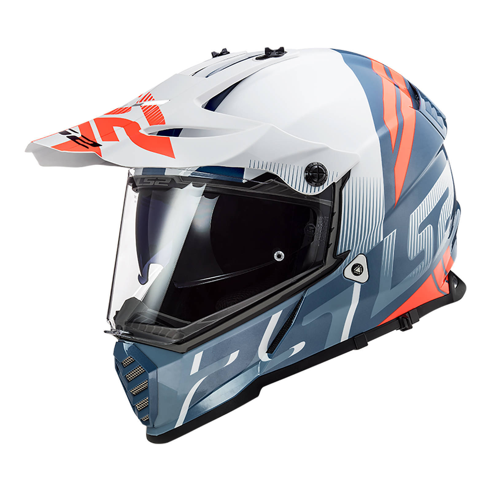 LS2 MX436 Pioneer Evo Evolve Helmet - White / Cobalt Blue / Orange