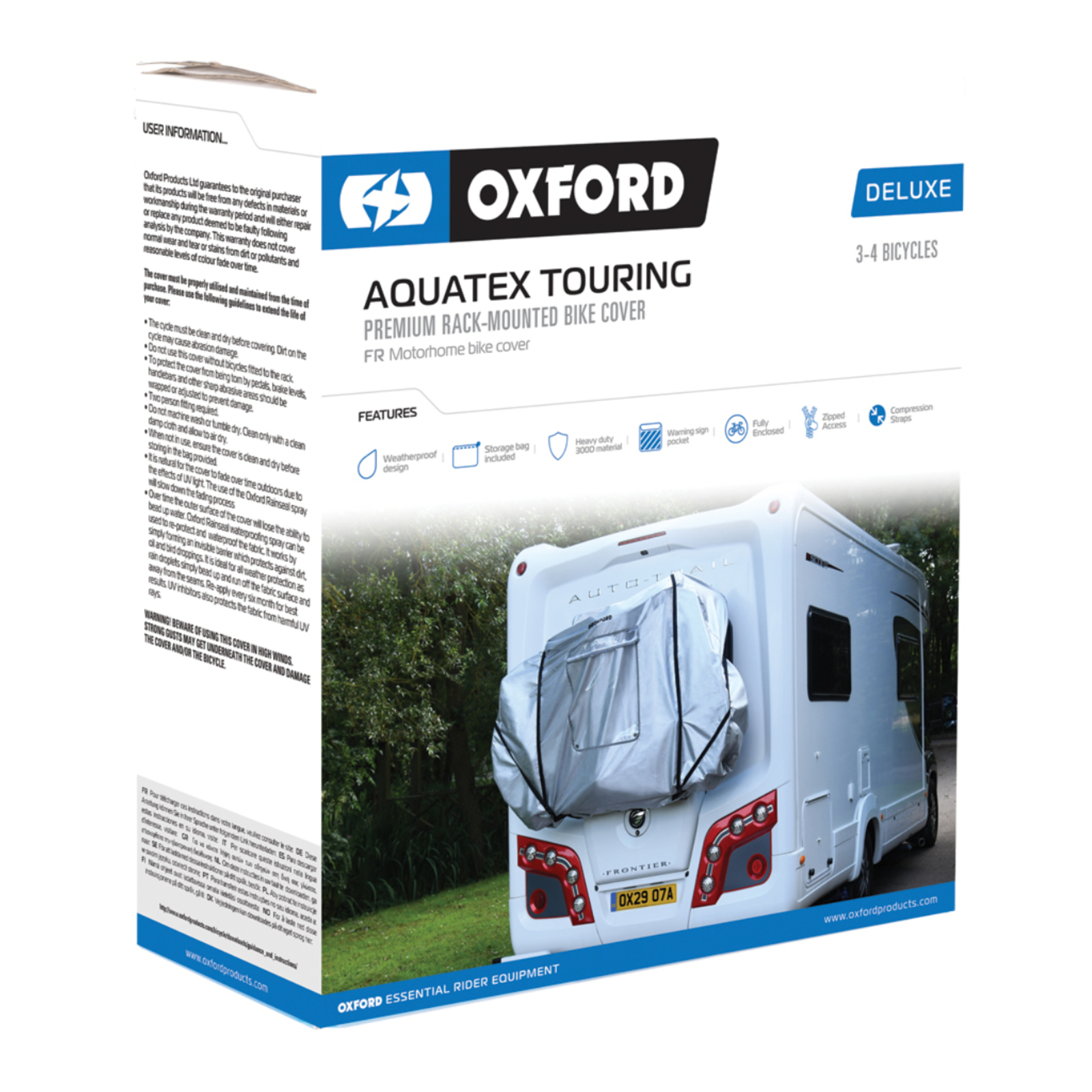 OXFORD AQUATEX TOURING DELUXE BIKE COVER FOR 3-4 BIKES