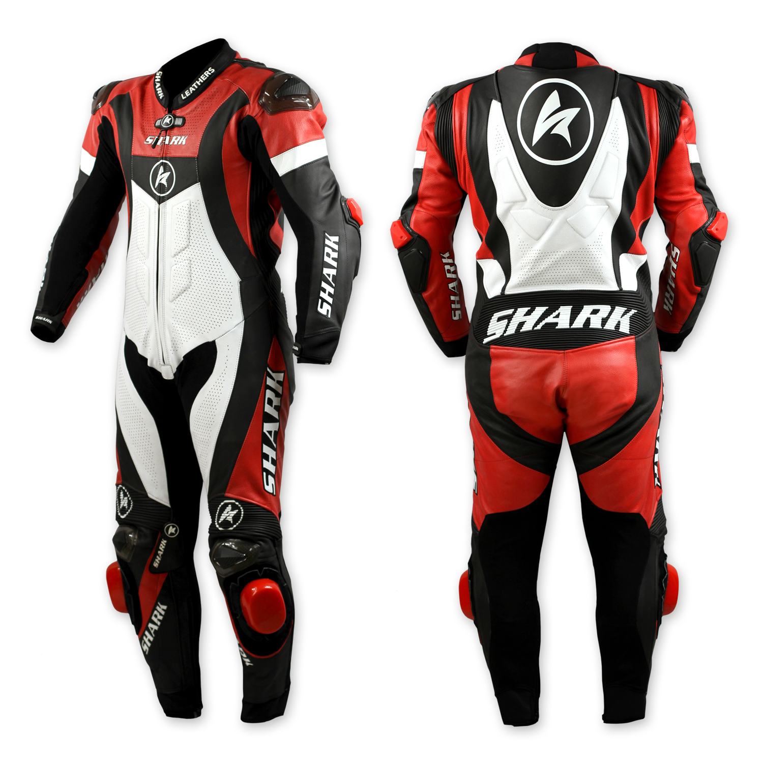 Shark Leathers SR-1 Race Suit - Black/Red [Size: XS]