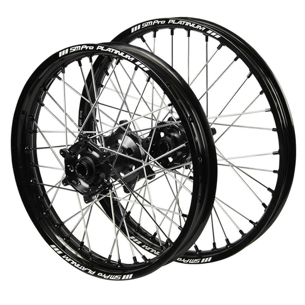 Gas Gas SM Pro Black Hub / SM Pro Platinum Black Rim / Black Nipples Wheel Set MC 250 2022 (21*1.6 / 18*2.15)
