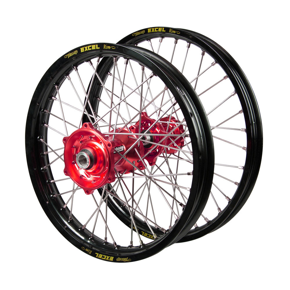 Talon/Excel Honda CRF250R 2014-2024 21/19 Black Rim/Red Hub Wheel Set
