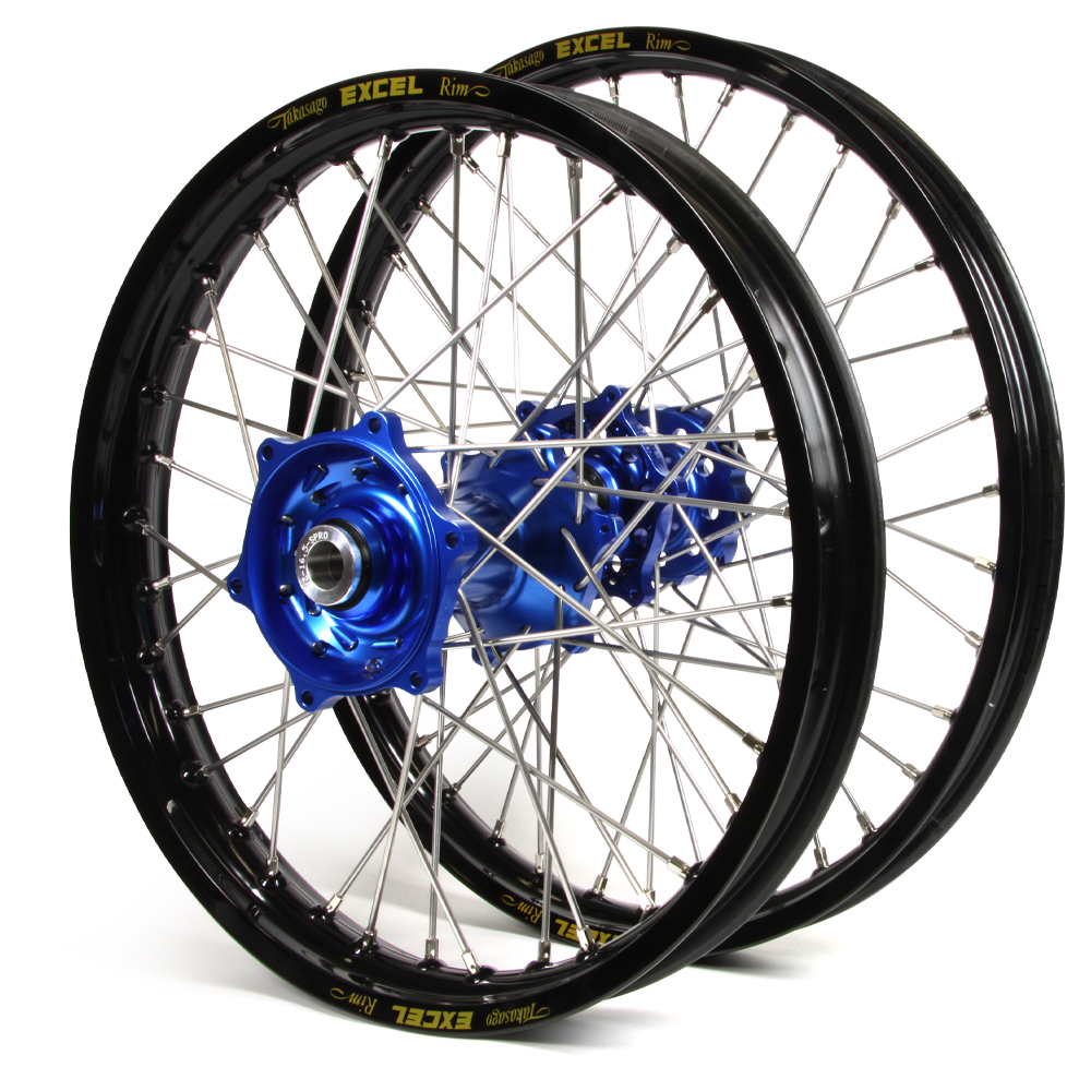 Talon/Excel Yamaha YZ250F 2014-2024 21/19 Black Rim/Blue Hub Wheel Set