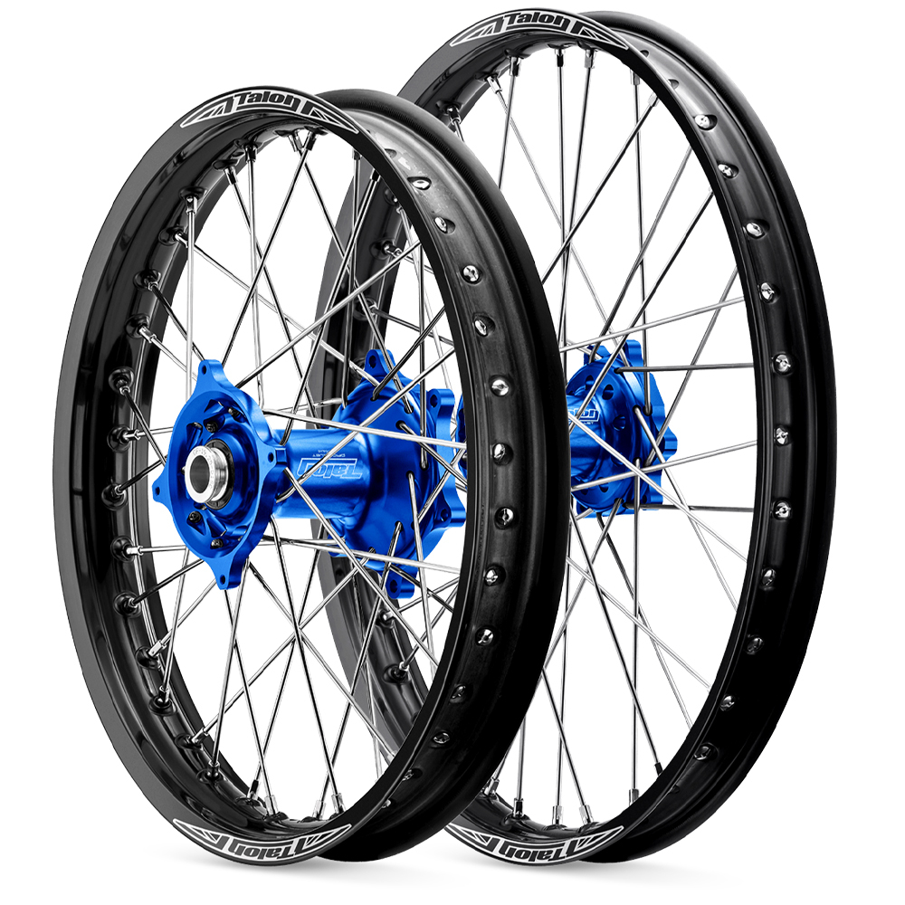 Talon Yamaha YZ250F 2014-2024 21/19 Black Rim/Blue Hub Wheel Set