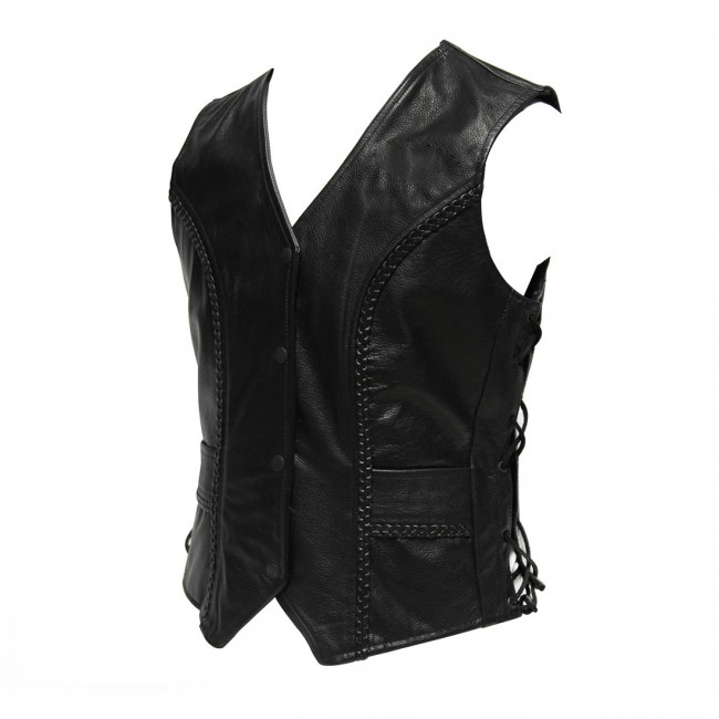 Shark Mens Leather Braided Vest - [Size 3XS]
