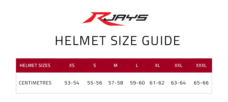 Rjays Helmet Size Chart
