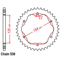 REAR SPROCKET - STEEL 40T 530P   - 760 or 770 ADAPTOR REQUIRED