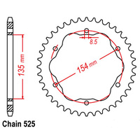 REAR SPROCKET - STEEL 39T 525P   - 760 or 770 ADAPTOR REQUIRED