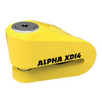 OXFORD ALPHA XD14 STAINLESS DISC LOCK(14MM PIN) YELLOW