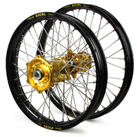 Talon/Excel Suzuki RMZ250-450 2007-2024 21/19 Black Rim/Gold Hub Wheel Set