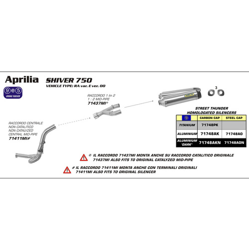 ZZZ - ARROW LINK PIPE [RAS]: STAINLESS 1:2 RE#71748 - APR SHIVER 750 10-17